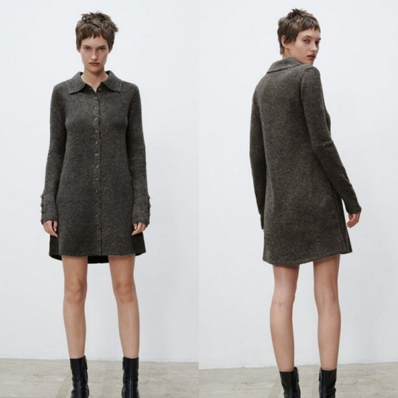 NEW Zara Knit Polo Dress with Buttons Small - Picture 1 of 7